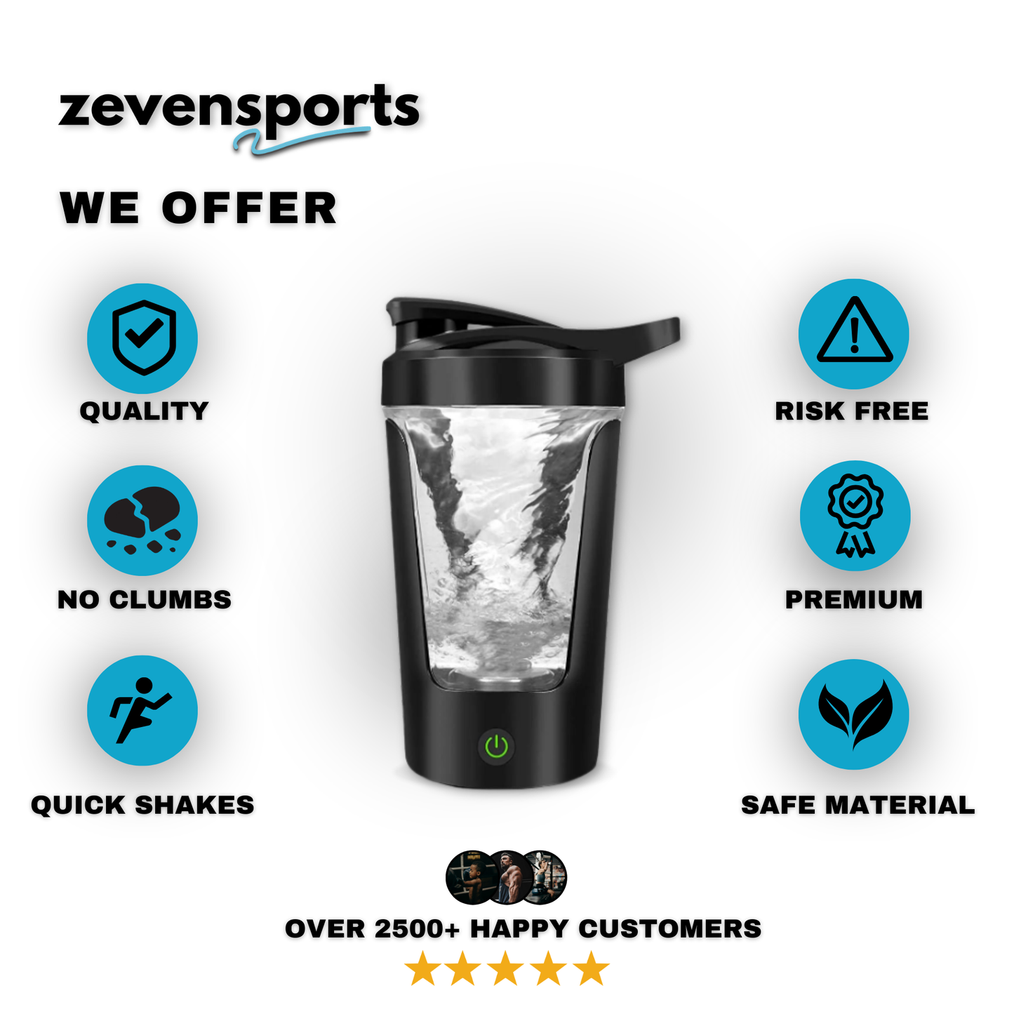 ZEVENSHAKER | 450ml Electric Protein Shaker